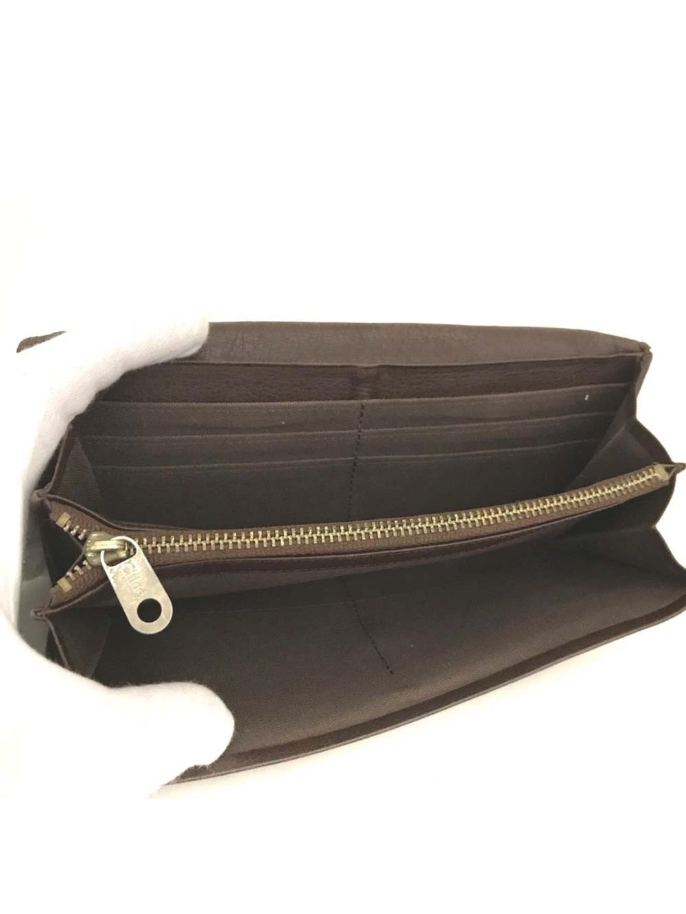 Chloé Vintage Dark Brown Leather Metal Plate Continental Flap Wallet👝 - Picture 6 of 8